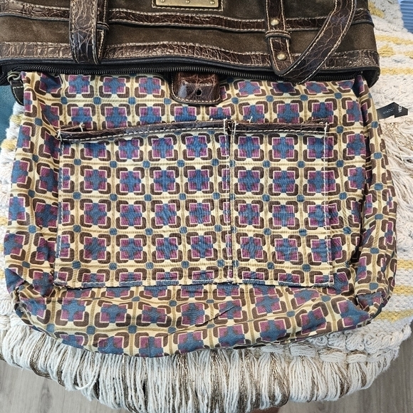 Franco Sarto faux suede brown Leather trim shoulder bag - Picture 10 of 10